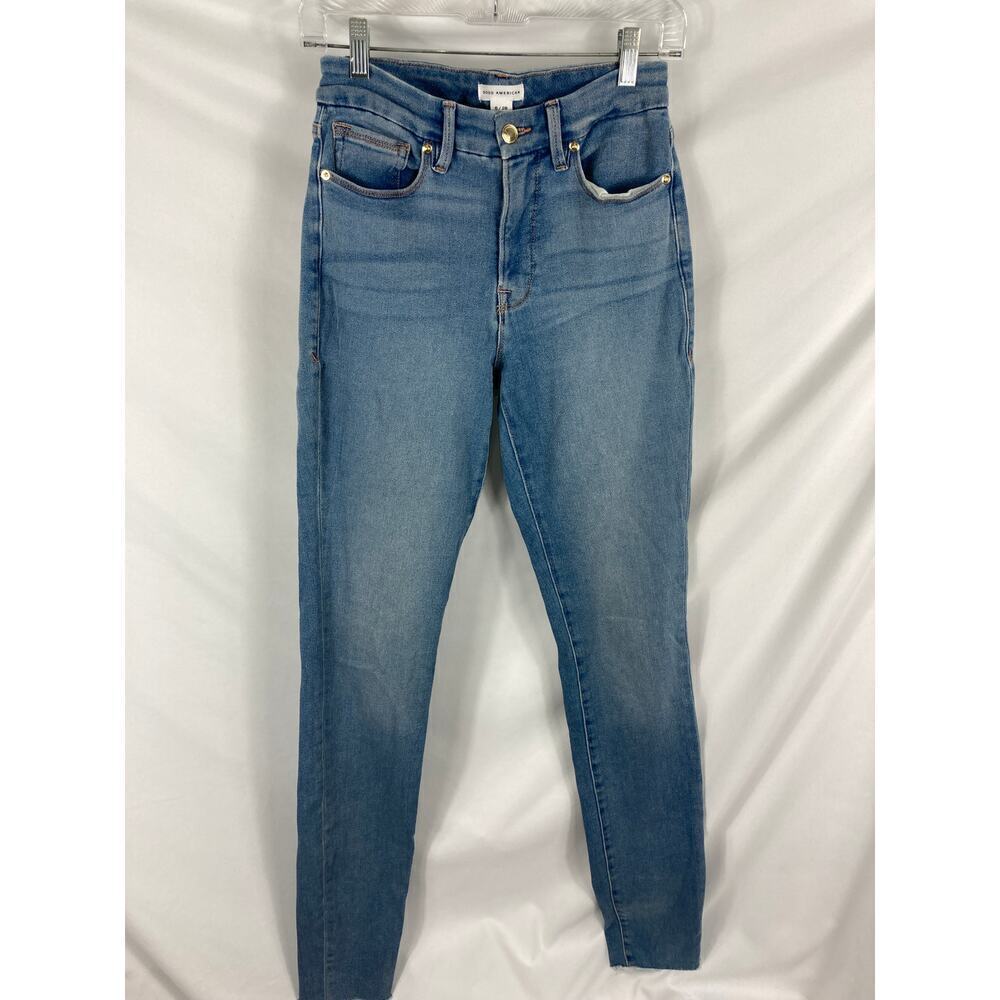 Good American Good Legs Jeans Raw Hem Size 6/28